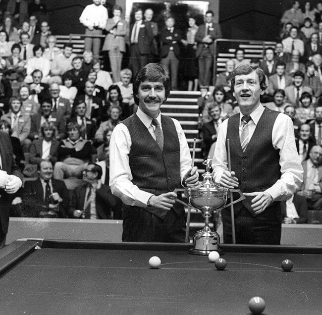 Cliff Thorburn with Steve Davis at the Crucible, 1983