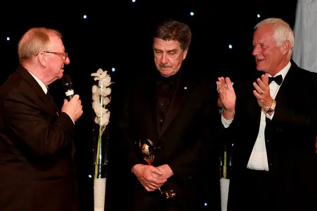 On stage at an awards evening